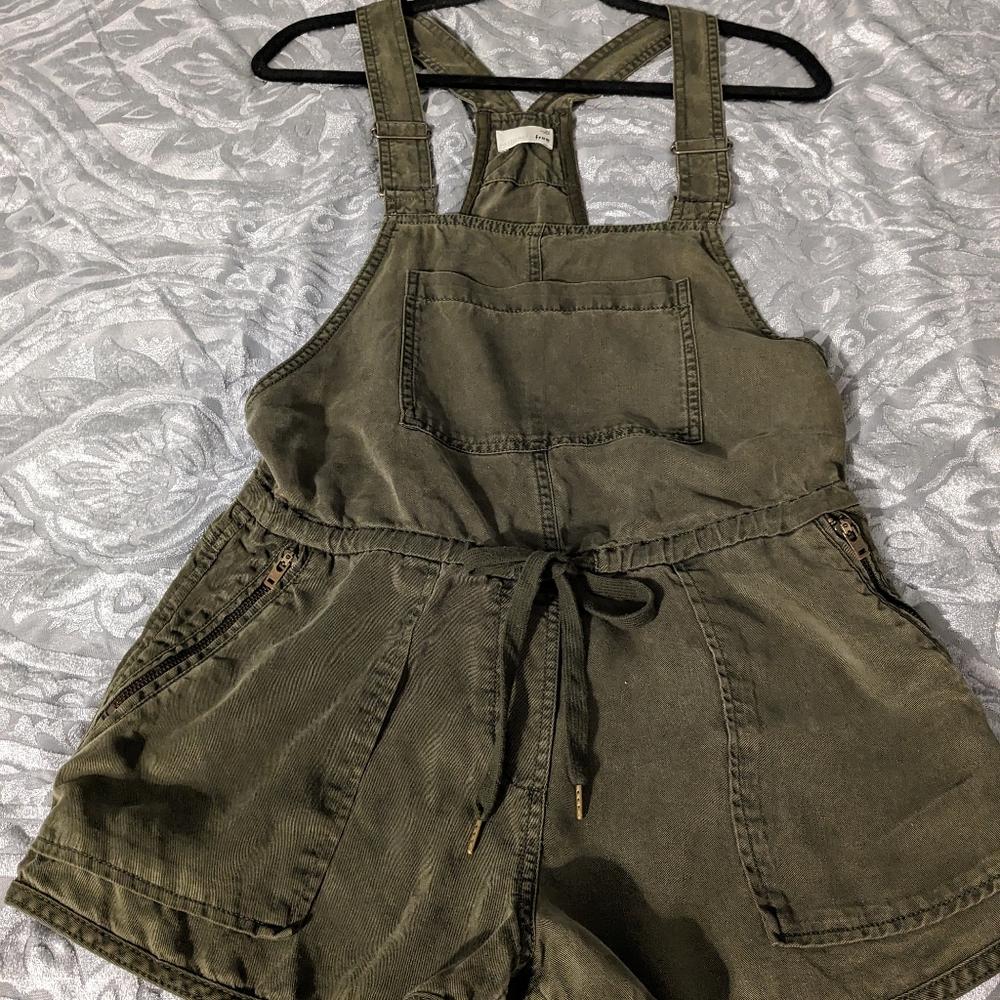 Wilfred Free Beatriz XS Olive Green Overall Romper Shorts